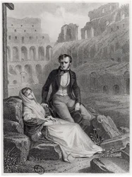 François René Vicomte de Chateaubriand et Pauline de Beaumont dans les ruines du Colisée, illustration de 